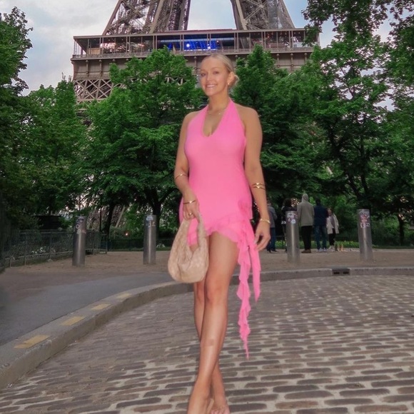 Lola Pink Mesh Ruffle Mini Dress - Picture 2 of 12